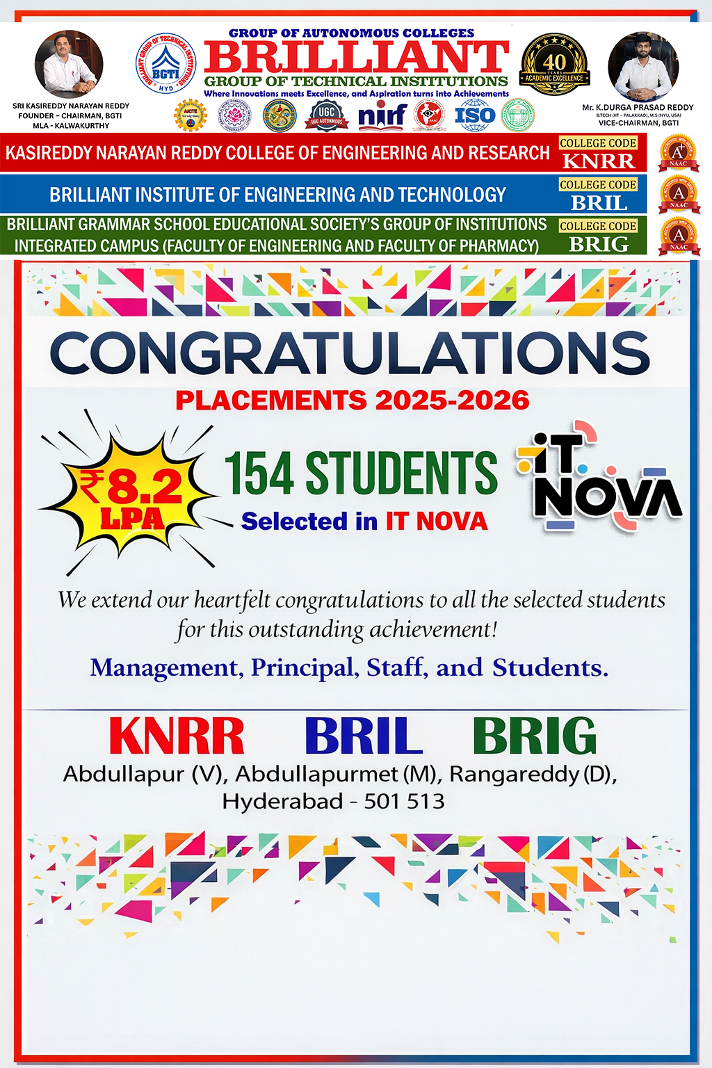 IT NOVA Campus Placement - 154 Students - 8.2 LPA